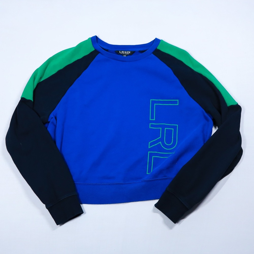 Lauren Ralph Lauren Sweatshirt Womens Small Blue Green Colorblock LRL Graphic S